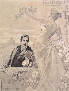 ジャコモプッチーニ作のオペラ「トスカ」の初公演の記念ポストカード（1858-1924）1900 作： Unbekannt Unbekannt
